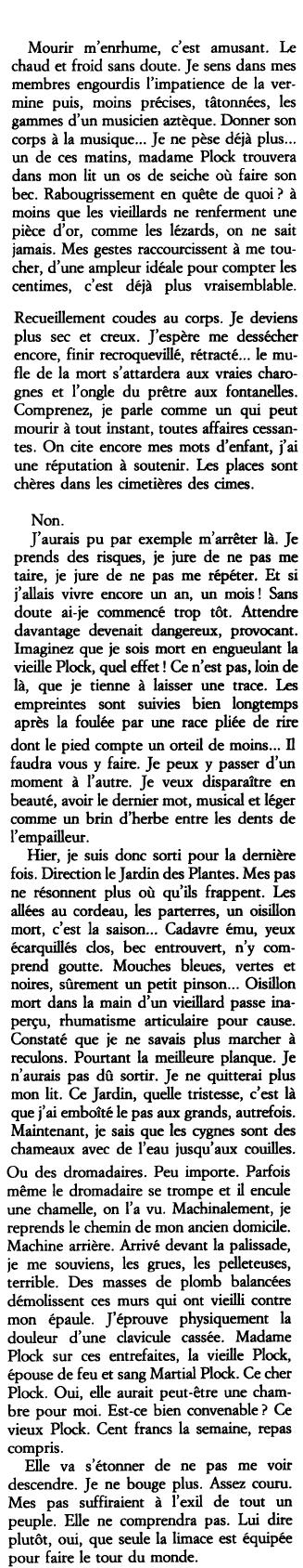 mourir m'enrhume de Eric Chevillard